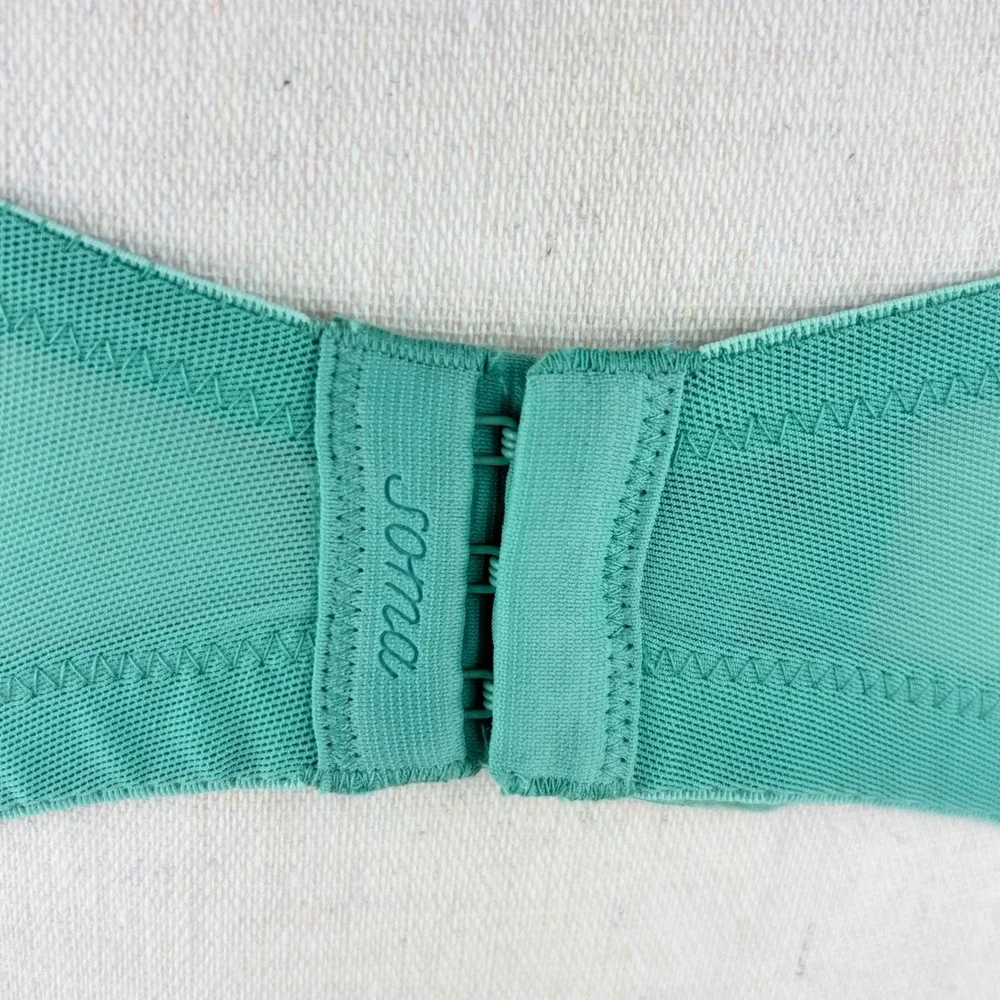 Soma Sensuous Lace Unlined Bra 38D Teal Green Navy‎ Blue Floral Embroidered Mesh